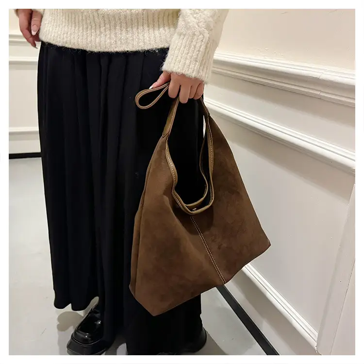 Women's Retro Frosted Shoulder Bag Brown Large Capacity — feature 27