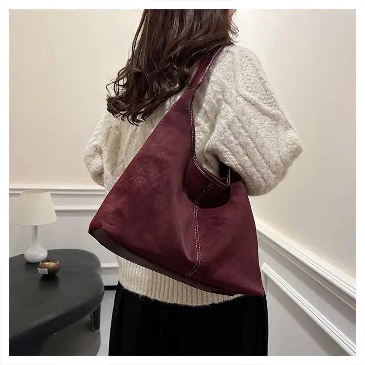 Women's Retro Frosted Shoulder Bag Brown Large Capacity — feature 29