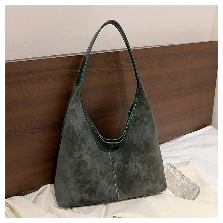 Women's Retro Frosted Shoulder Bag Brown Large Capacity - Image 4
