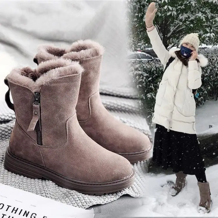 Women's 2024 Winter Velvet Snow Boots Black - Image 4