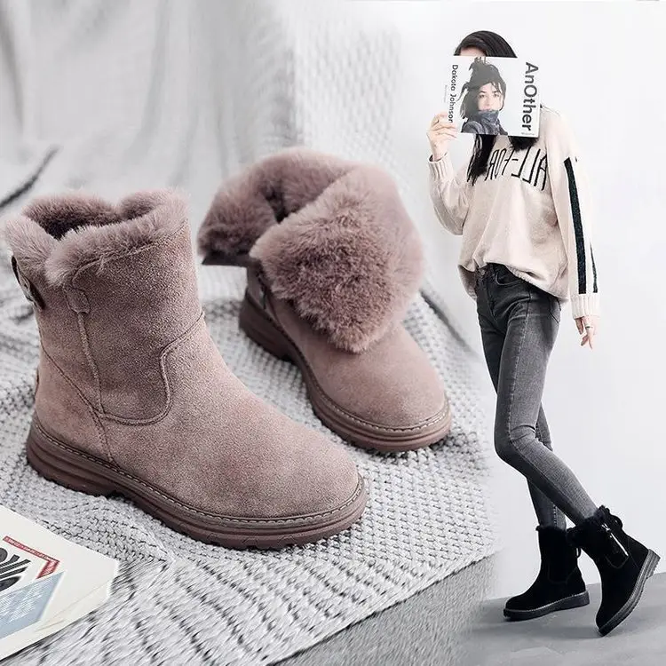Women's 2024 Winter Velvet Snow Boots Black - Image 5