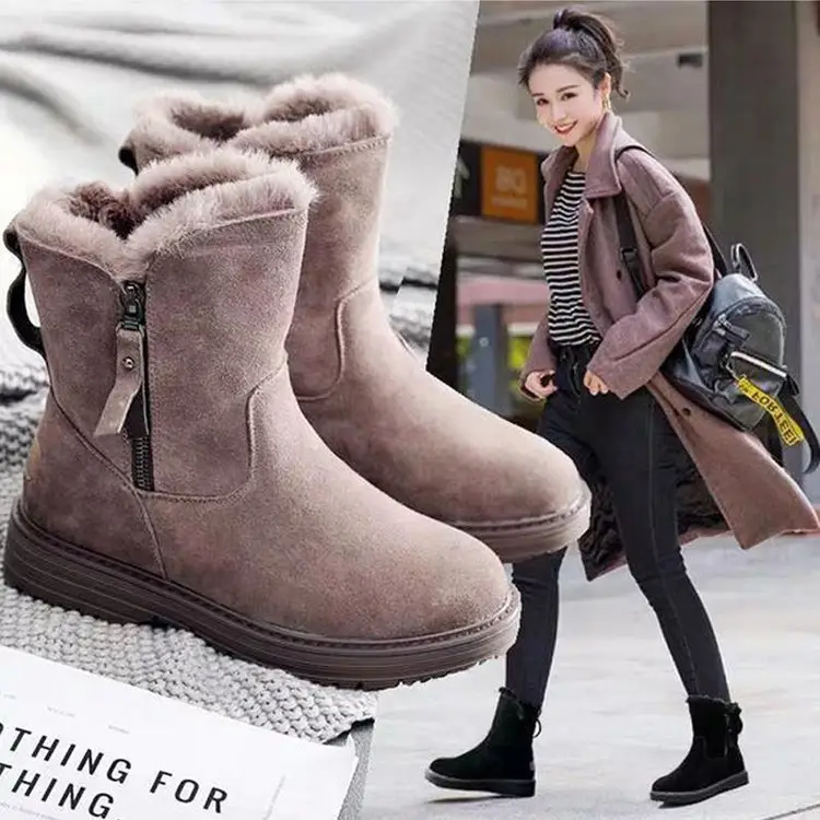 Women's 2024 Winter Velvet Snow Boots Black - Image 2