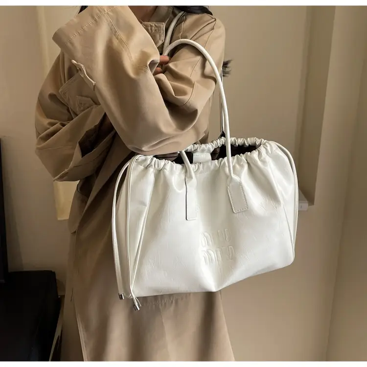 Vintage Brown Drawstring Tote Bag for Women — feature 21