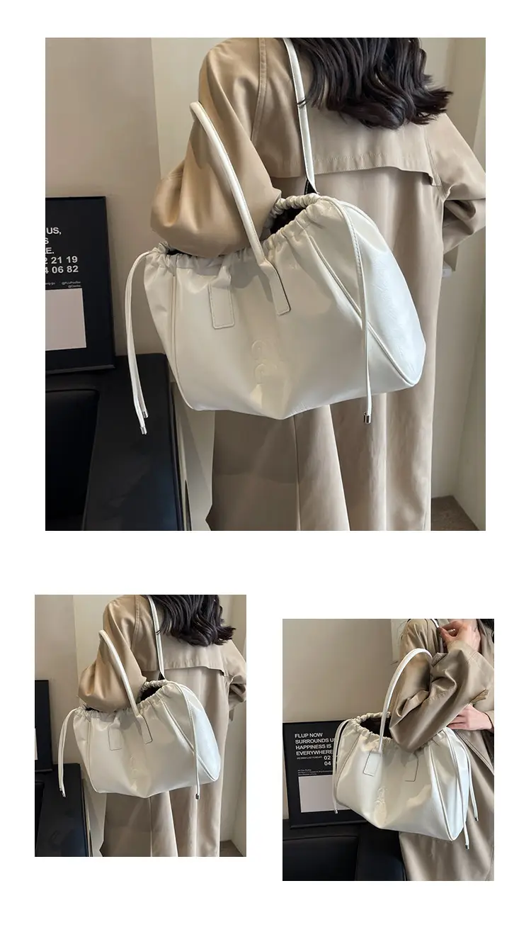 Vintage Brown Drawstring Tote Bag for Women — feature 24