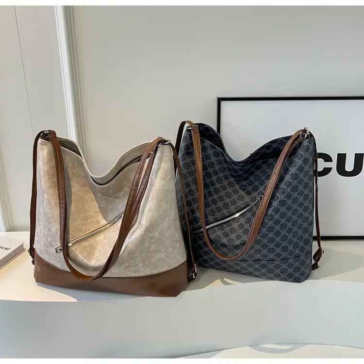 French Style Women's Grey Crossbody Tote Bag 2024 - Image 3