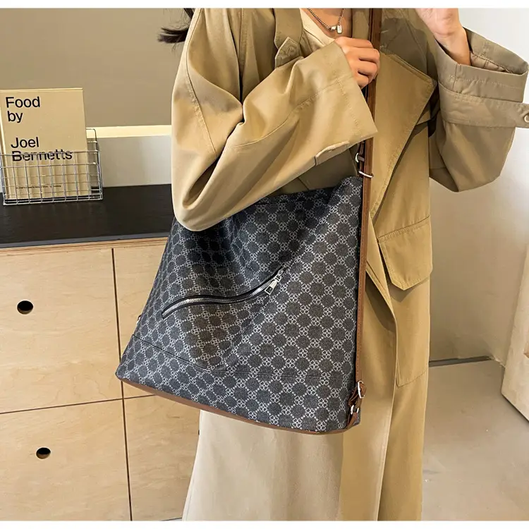 French Style Women's Grey Crossbody Tote Bag 2024 - Image 4