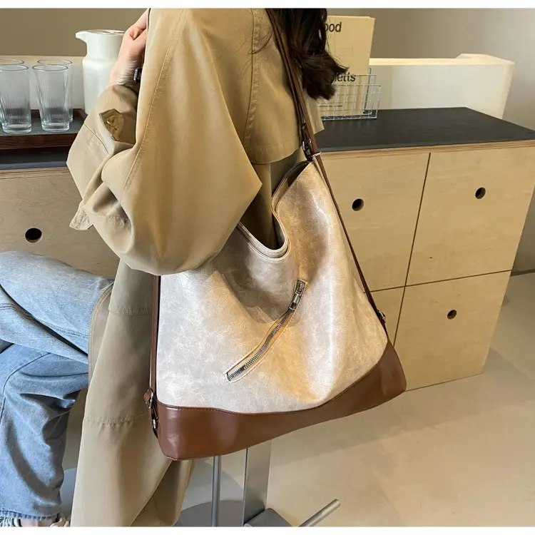 French Style Women's Grey Crossbody Tote Bag 2024 - Image 5