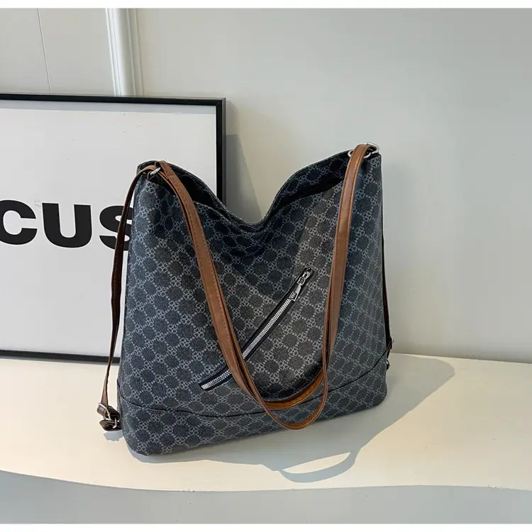 French Style Women's Grey Crossbody Tote Bag 2024 - Image 2