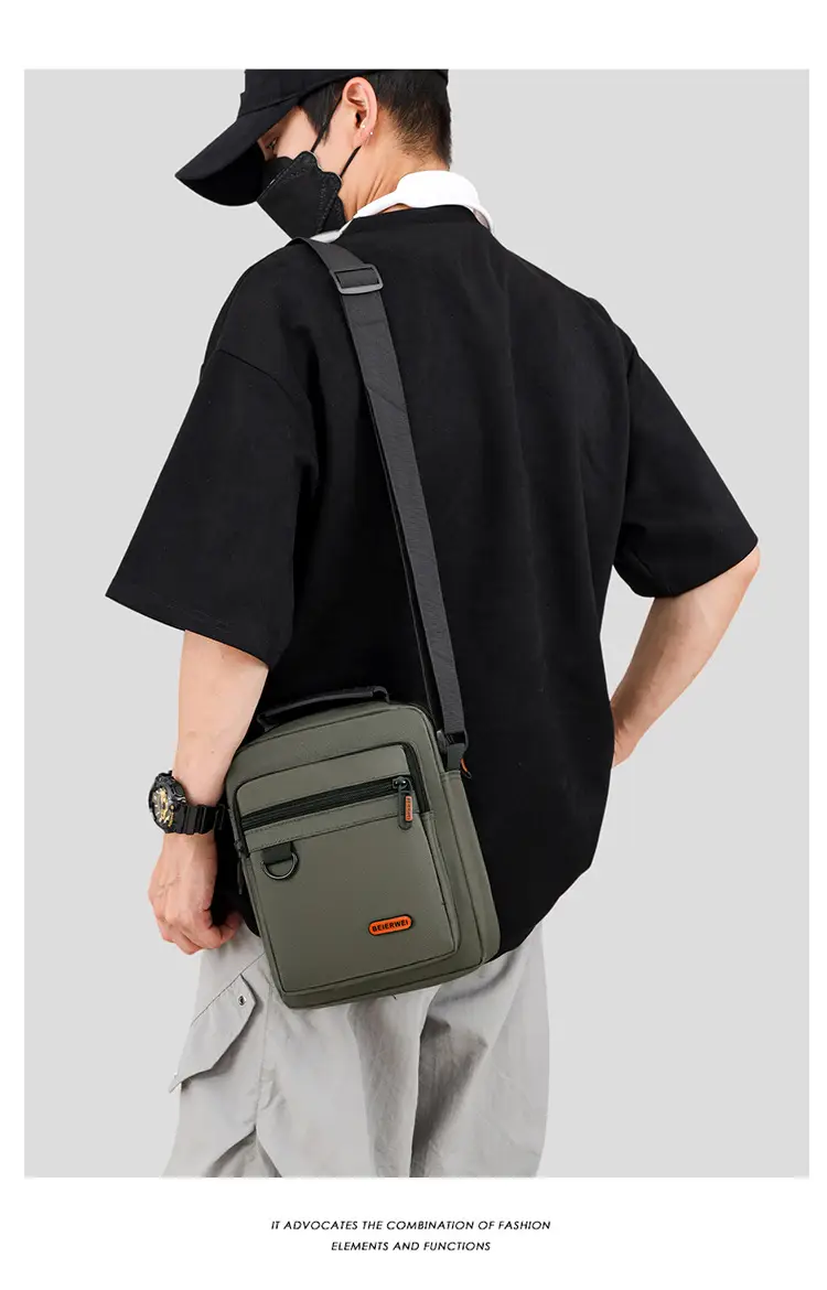 Men's Oxford Cloth Shoulder Bag Black 2024 — feature 13