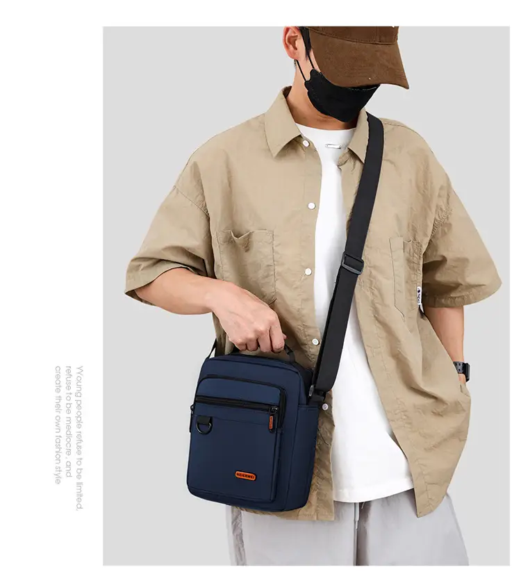Men's Oxford Cloth Shoulder Bag Black 2024 — feature 20