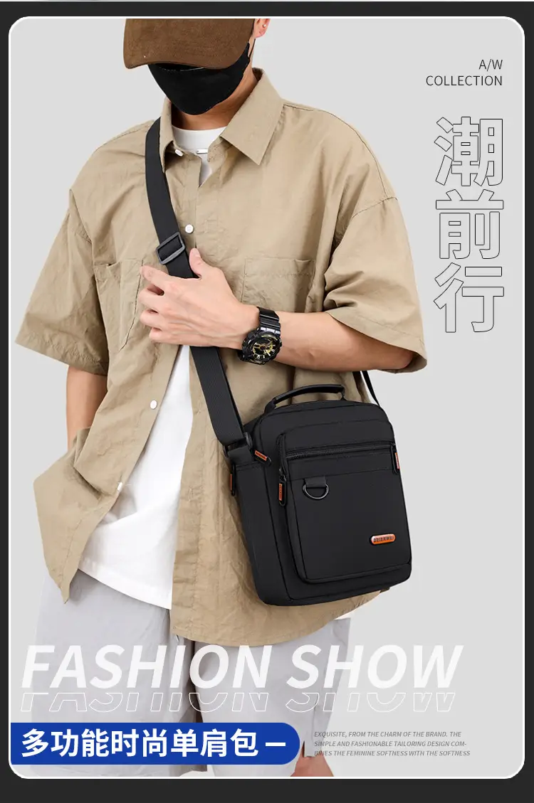 Men's Oxford Cloth Shoulder Bag Black 2024 — feature 4