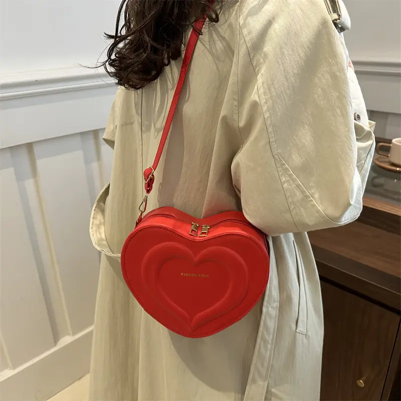 Pink Heart-Shaped Crossbody Bag for Women - Image 7