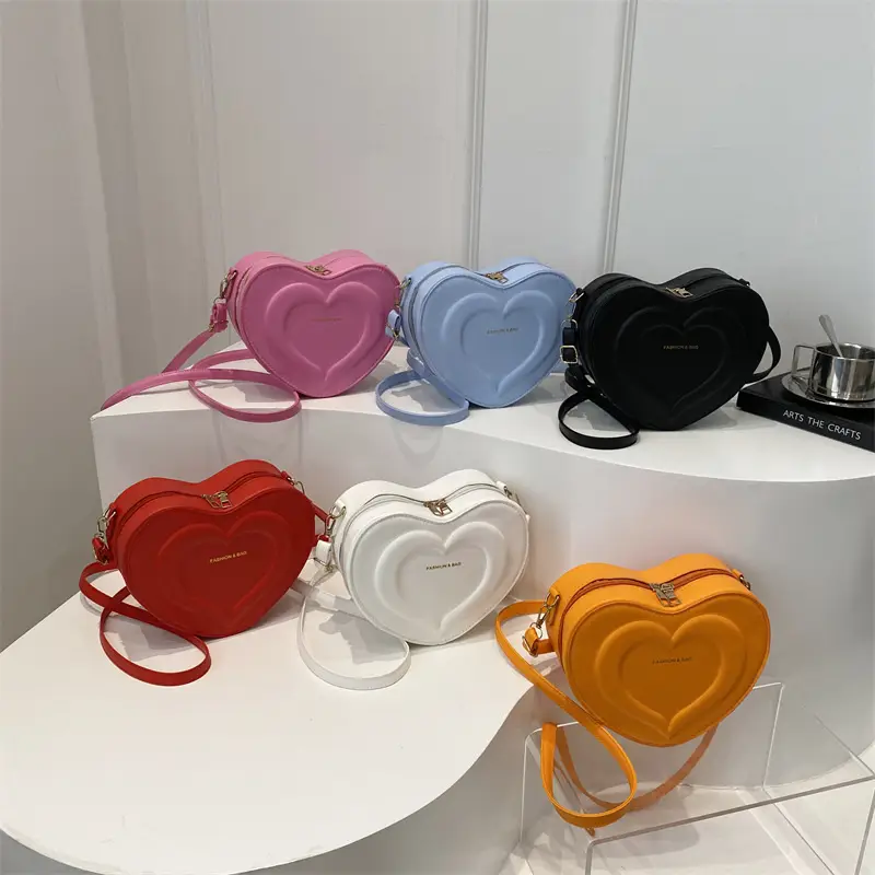 Pink Heart-Shaped Crossbody Bag for Women - Image 8