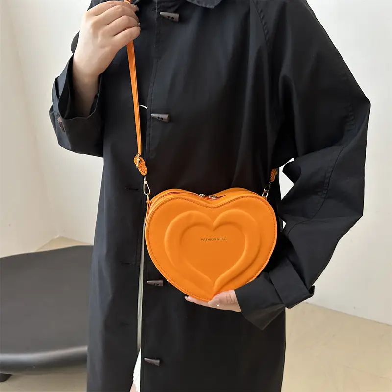 Pink Heart-Shaped Crossbody Bag for Women - Image 9