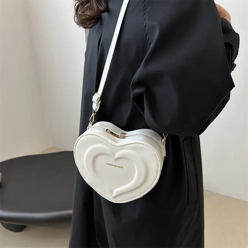 Pink Heart-Shaped Crossbody Bag for Women - Image 10