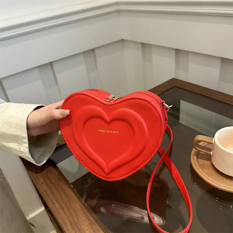Pink Heart-Shaped Crossbody Bag for Women - Image 5