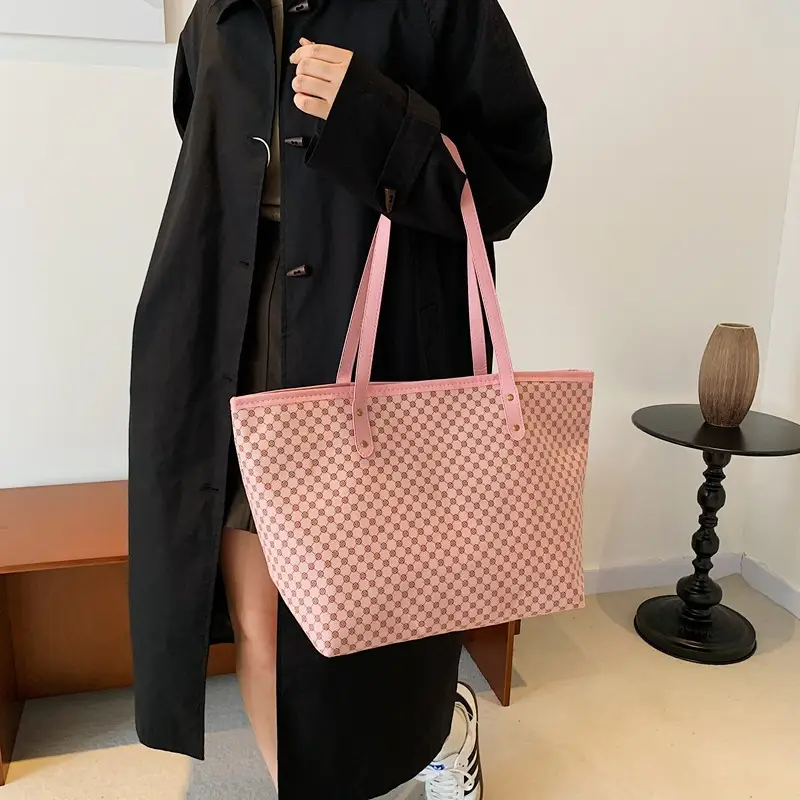 Pink Polka Dot Women's Large Tote Bag - Image 7