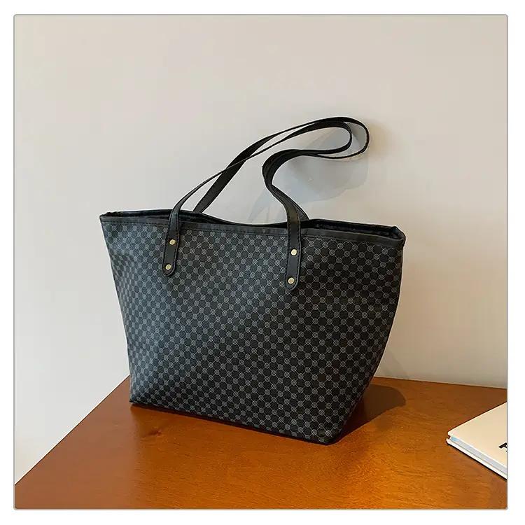 Pink Polka Dot Women's Large Tote Bag — feature 21