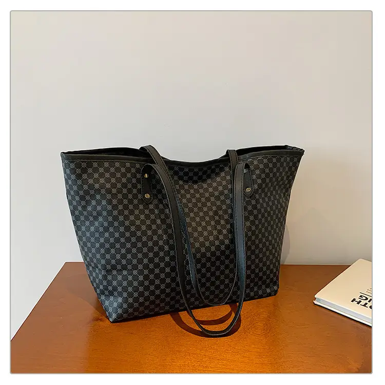 Pink Polka Dot Women's Large Tote Bag — feature 22