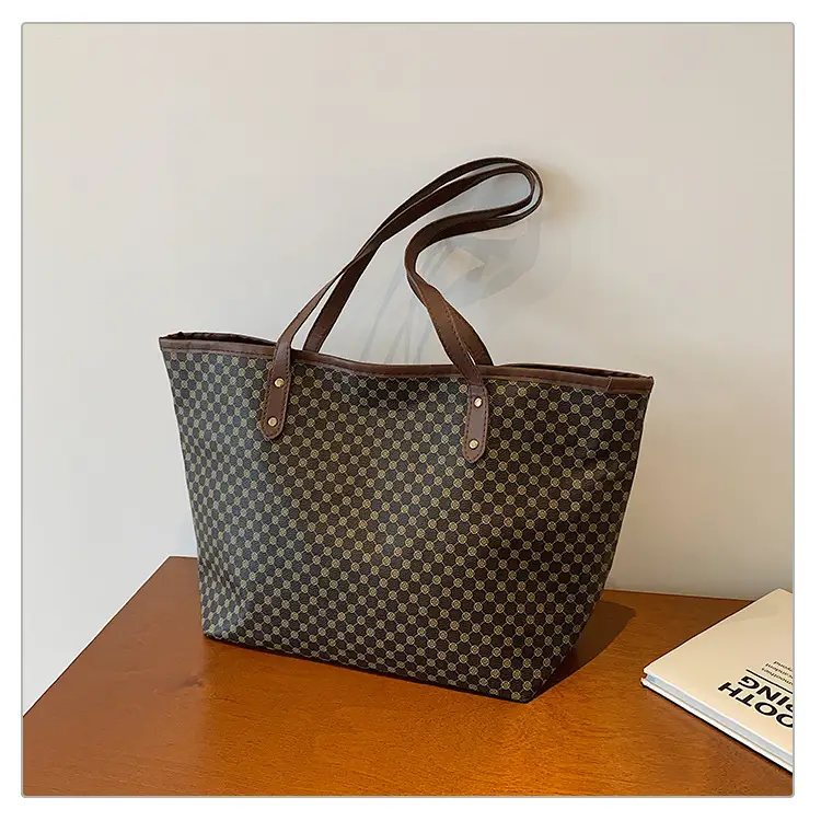 Pink Polka Dot Women's Large Tote Bag — feature 23
