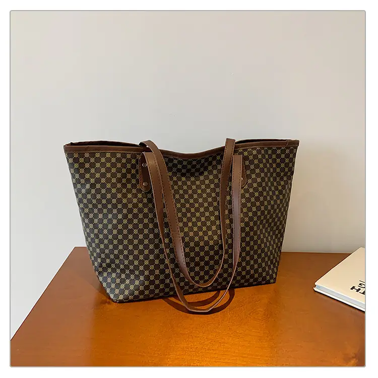 Pink Polka Dot Women's Large Tote Bag — feature 24