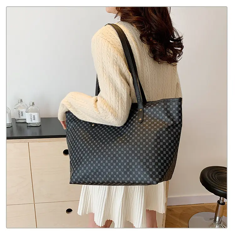 Pink Polka Dot Women's Large Tote Bag — feature 9