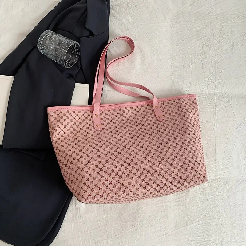 Pink Polka Dot Women's Large Tote Bag - Image 3
