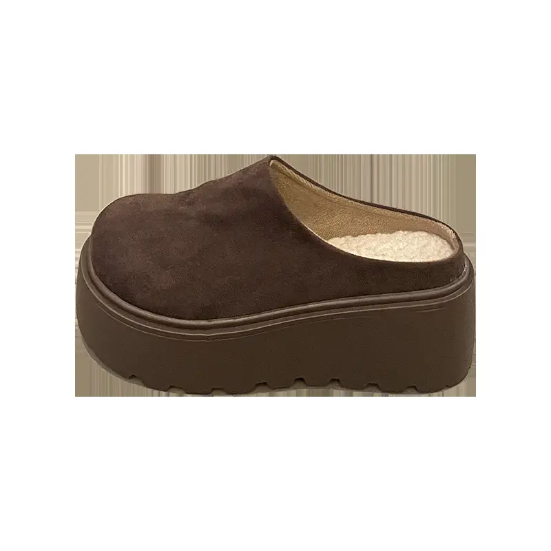 Thick-Soled Height-Increasing Shoes with Fleece Lining, Closed-Toe Slip-On Mules for Women, 2024 New Autumn and Winter Style, Easy-To-Wear Birkenstock-Style Shoes