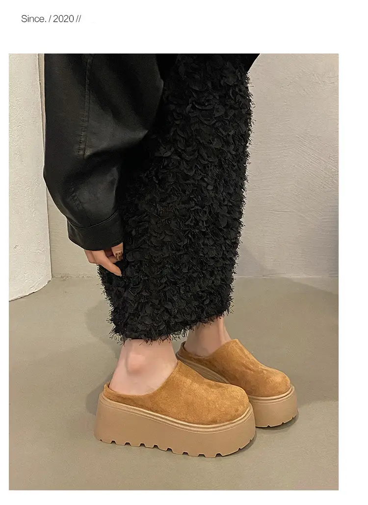 Thick-Soled Height-Increasing Shoes with Fleece Lining, Closed-Toe Slip-On Mules for Women, 2024 New Autumn and Winter Style, Easy-To-Wear Birkenstock-Style Shoes — feature 9