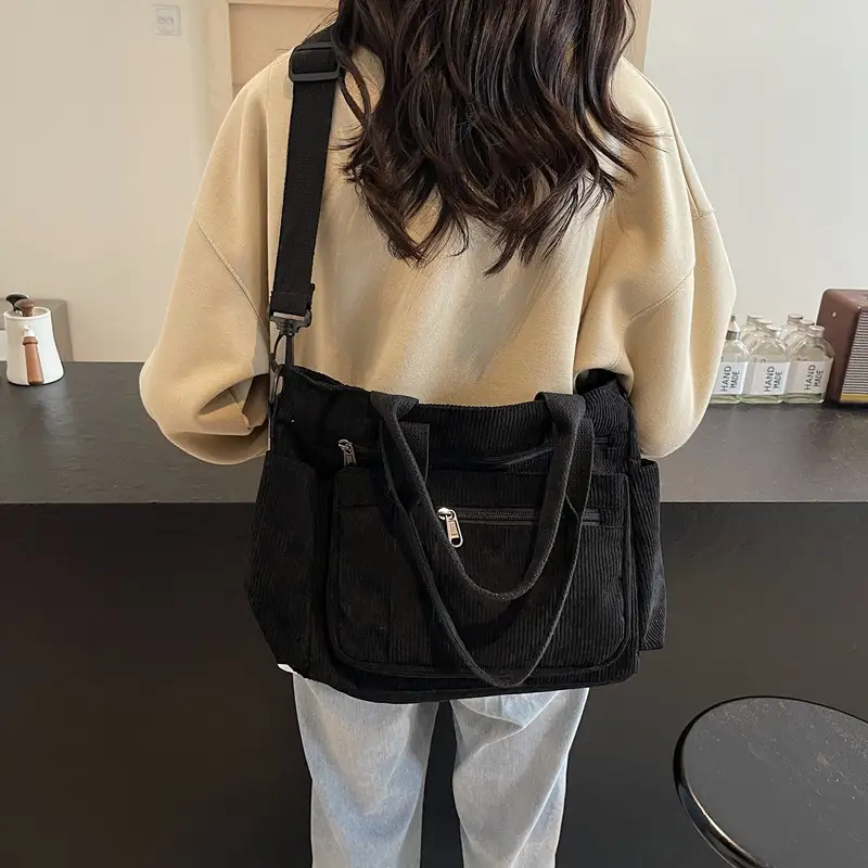 Ruiying Corduroy Women's Shoulder Crossbody Bag Brown New Style - Image 7