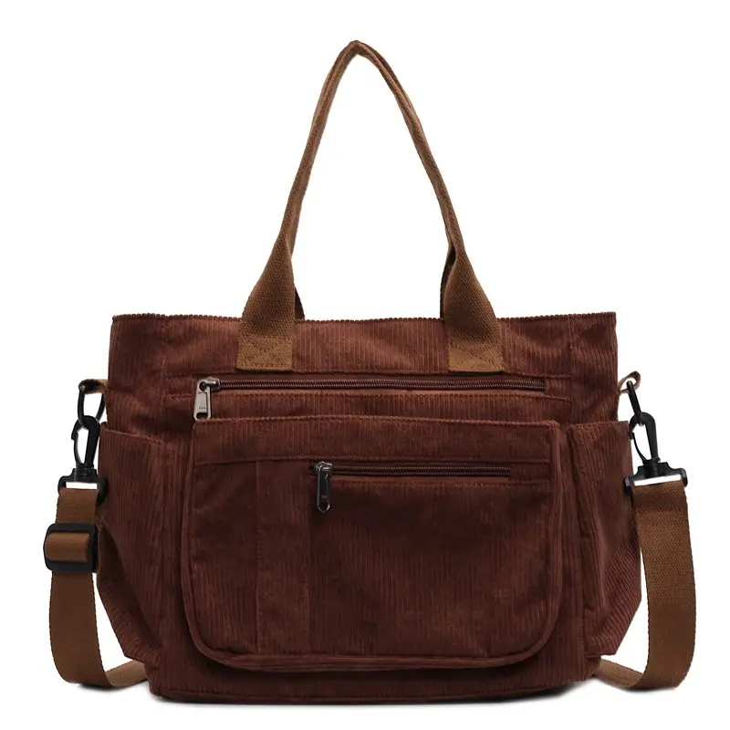 Ruiying Corduroy Women's Shoulder Crossbody Bag Brown New Style - Image 4