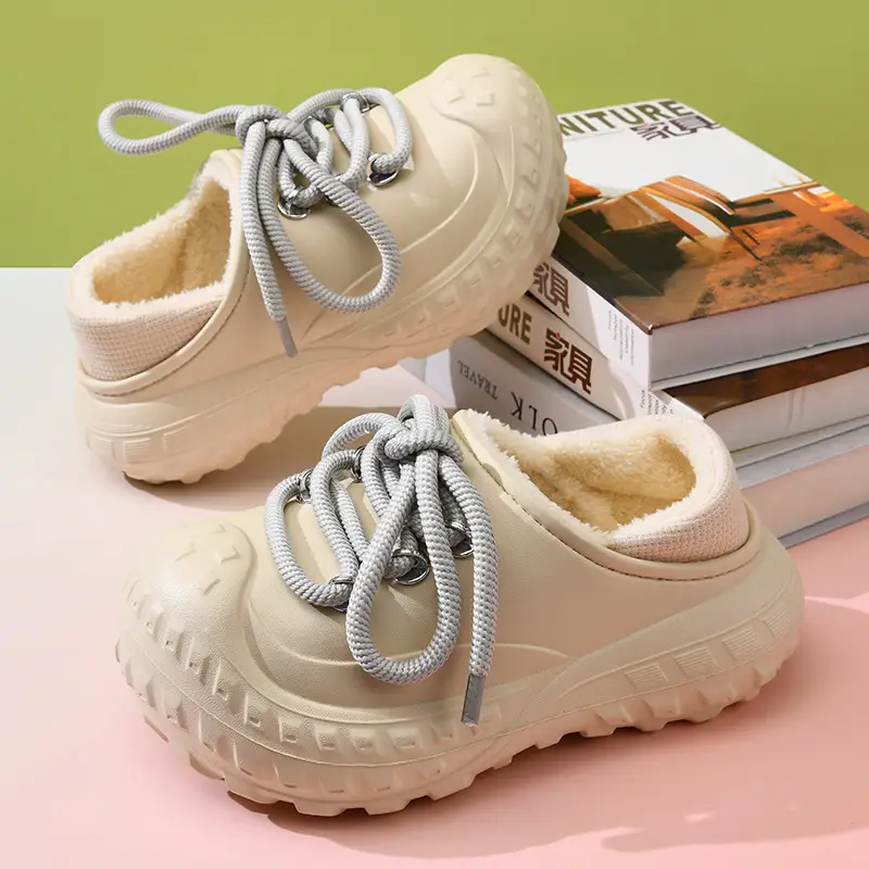 Autumn and Winter Cotton Slippers Women's Waterproof Dirty-Resistant Thick Sole Increased Cotton Shoes for Outer Wear Soft and Lightweight Mao Mao Shoes for Men