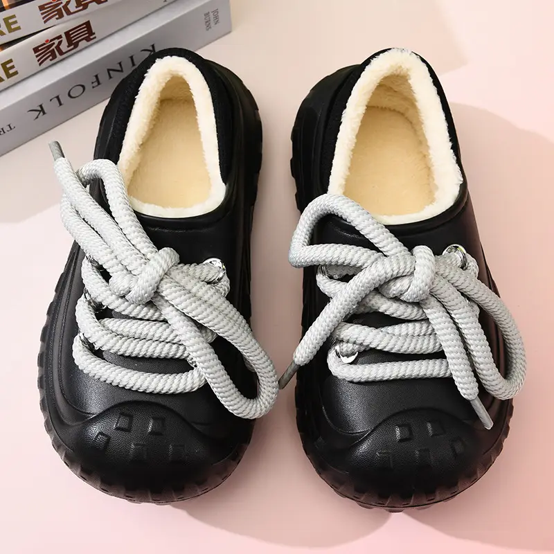 Autumn and Winter Cotton Slippers Women's Waterproof Dirty-Resistant Thick Sole Increased Cotton Shoes for Outer Wear Soft and Lightweight Mao Mao Shoes for Men