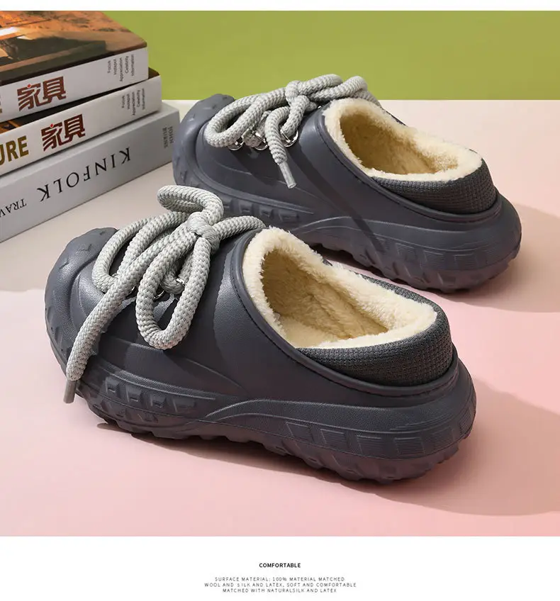 Autumn and Winter Cotton Slippers Women's Waterproof Dirty-Resistant Thick Sole Increased Cotton Shoes for Outer Wear Soft and Lightweight Mao Mao Shoes for Men — feature 10