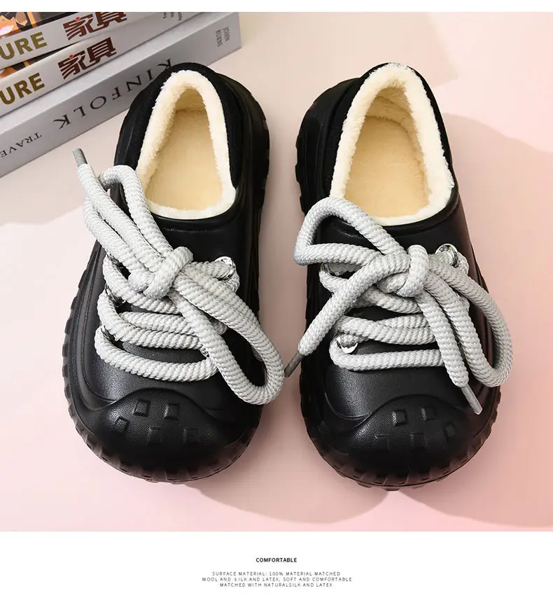 Autumn and Winter Cotton Slippers Women's Waterproof Dirty-Resistant Thick Sole Increased Cotton Shoes for Outer Wear Soft and Lightweight Mao Mao Shoes for Men — feature 12