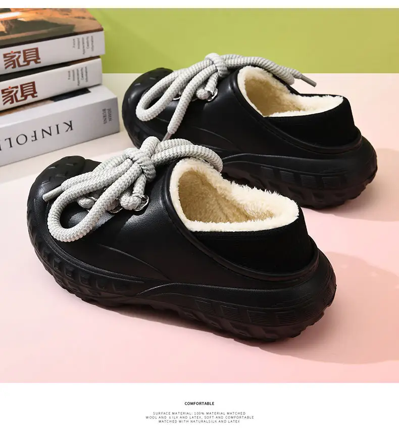 Autumn and Winter Cotton Slippers Women's Waterproof Dirty-Resistant Thick Sole Increased Cotton Shoes for Outer Wear Soft and Lightweight Mao Mao Shoes for Men — feature 13