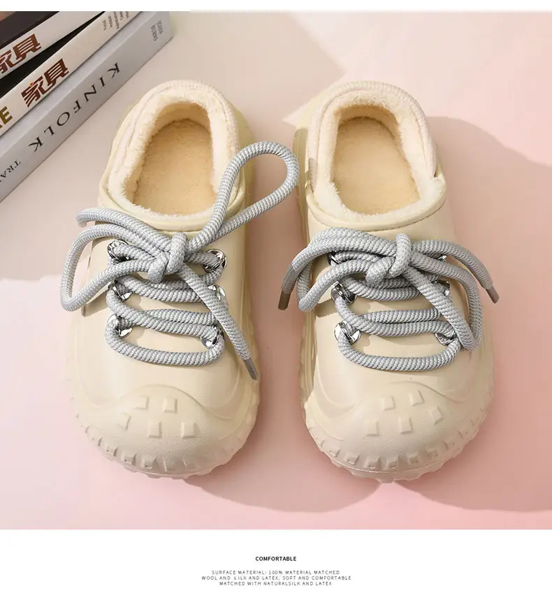 Autumn and Winter Cotton Slippers Women's Waterproof Dirty-Resistant Thick Sole Increased Cotton Shoes for Outer Wear Soft and Lightweight Mao Mao Shoes for Men — feature 6