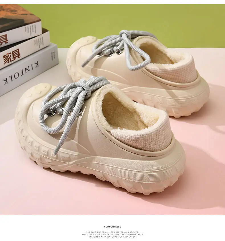 Autumn and Winter Cotton Slippers Women's Waterproof Dirty-Resistant Thick Sole Increased Cotton Shoes for Outer Wear Soft and Lightweight Mao Mao Shoes for Men — feature 7