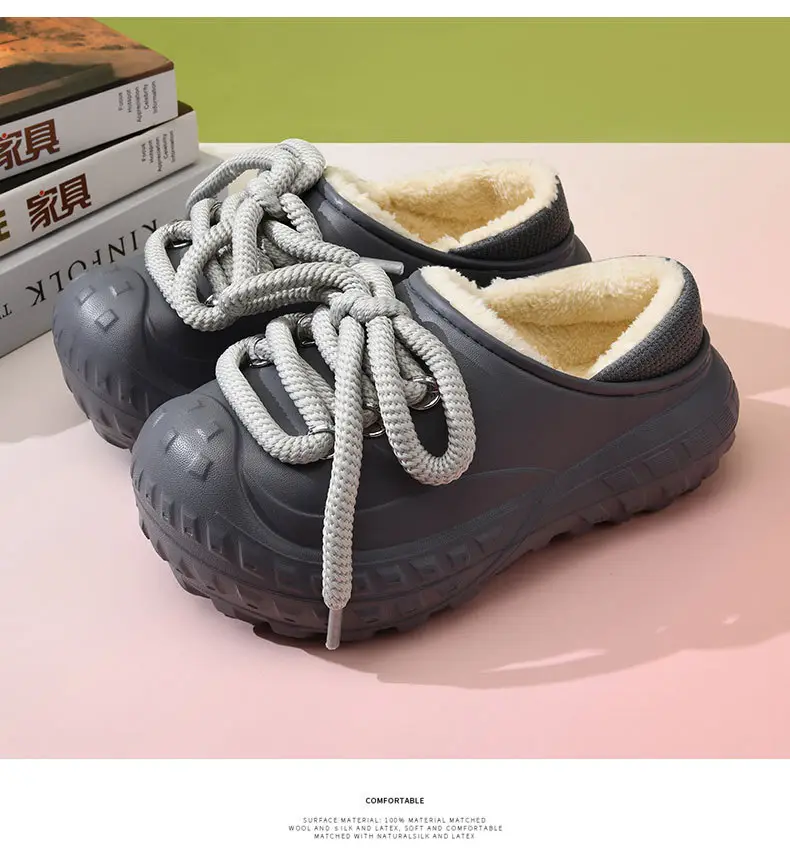 Autumn and Winter Cotton Slippers Women's Waterproof Dirty-Resistant Thick Sole Increased Cotton Shoes for Outer Wear Soft and Lightweight Mao Mao Shoes for Men — feature 8
