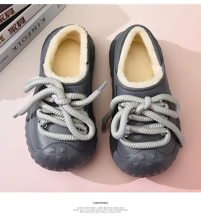 Autumn and Winter Cotton Slippers Women's Waterproof Dirty-Resistant Thick Sole Increased Cotton Shoes for Outer Wear Soft and Lightweight Mao Mao Shoes for Men — feature 9