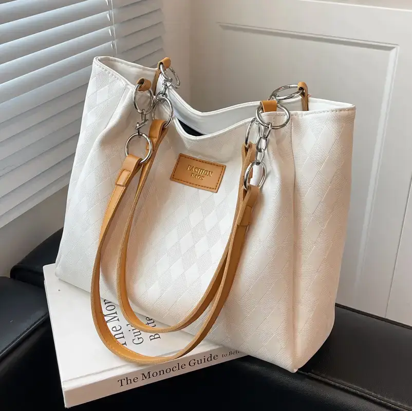 Women's Large Capacity Black Shoulder Tote Bag
