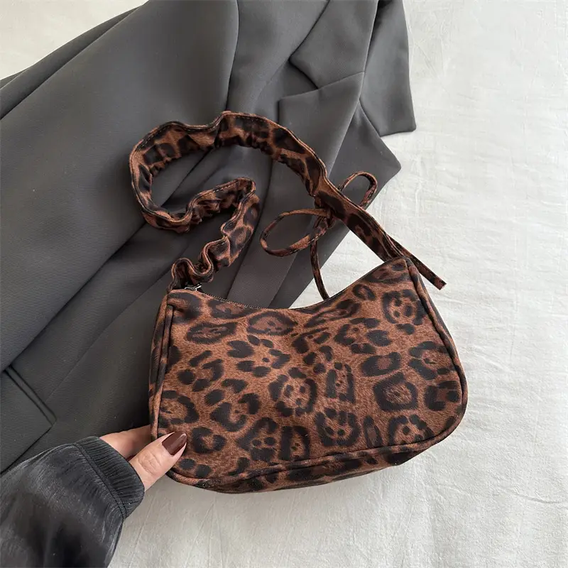 Leopard Print Shoulder Bag Brown 2024 Autumn Winter - Image 3