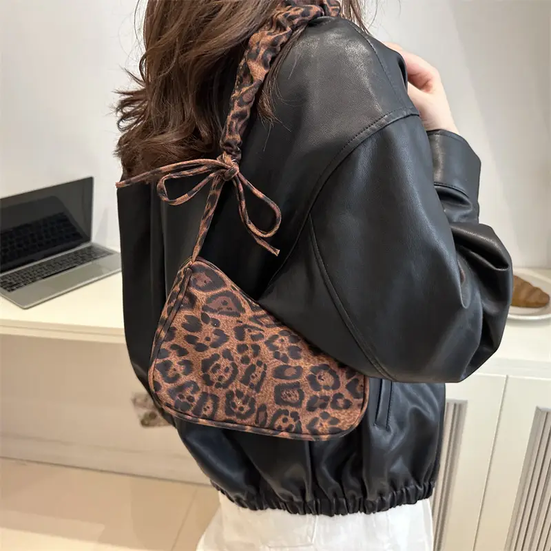 Leopard Print Shoulder Bag Brown 2024 Autumn Winter - Image 5