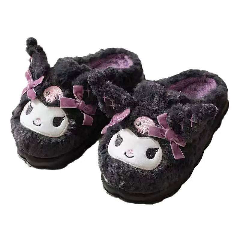 Sanrio Kulomi Cotton Slippers Women's Autumn and Winter 2024 New Cute Plush Thickened Warm Slippers Women's Winter