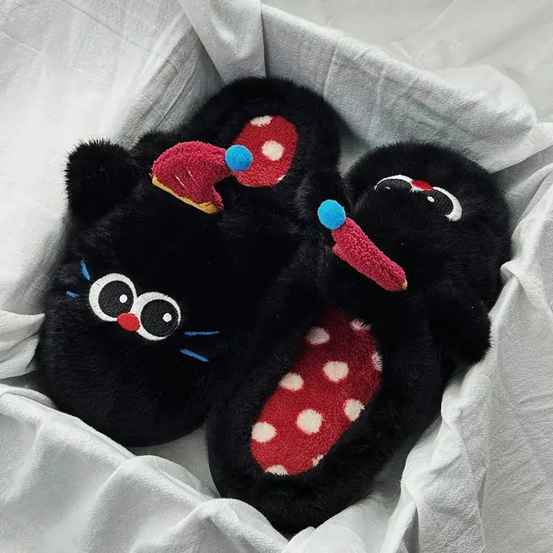 Sanrio Kulomi Cotton Slippers Women's Autumn and Winter 2024 New Cute Plush Thickened Warm Slippers Women's Winter