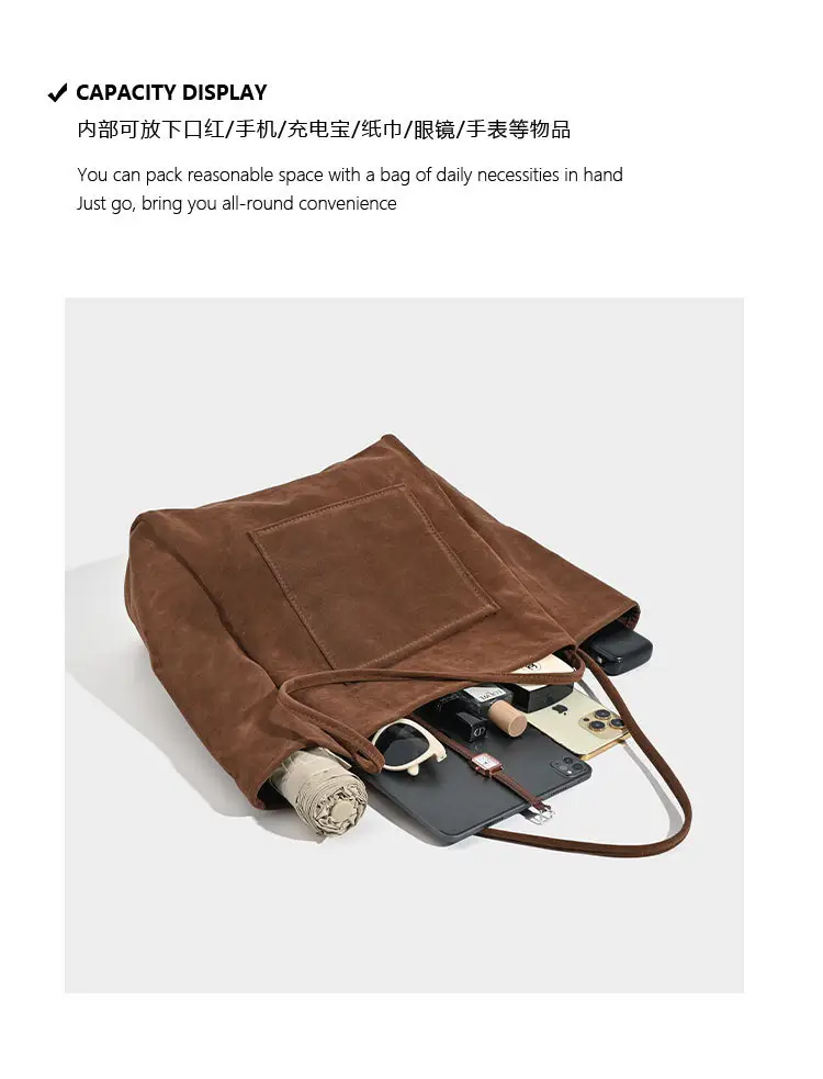 Large Capacity Suede Shoulder Bag for Women — feature 12