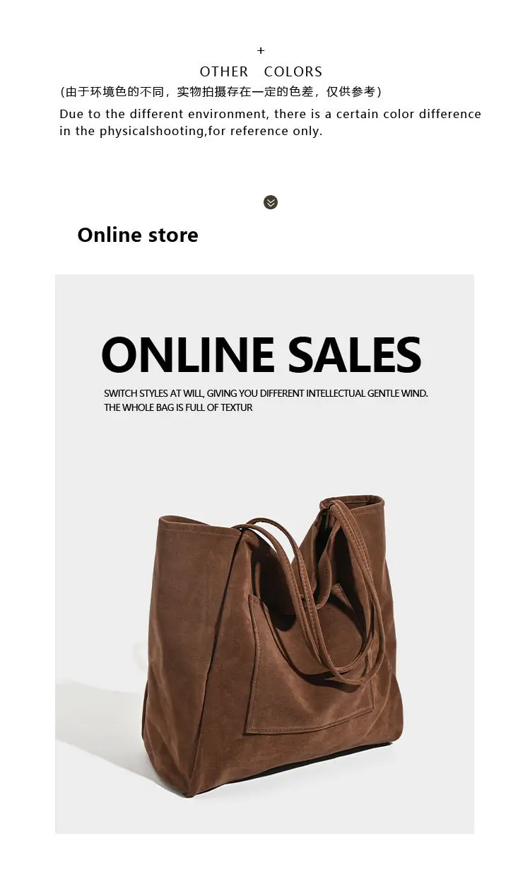 Large Capacity Suede Shoulder Bag for Women — feature 13