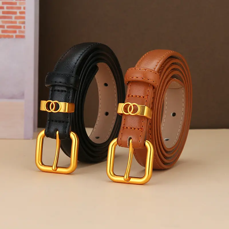 Light Brown Genuine Leather Belt with Gold Buckle - Image 8
