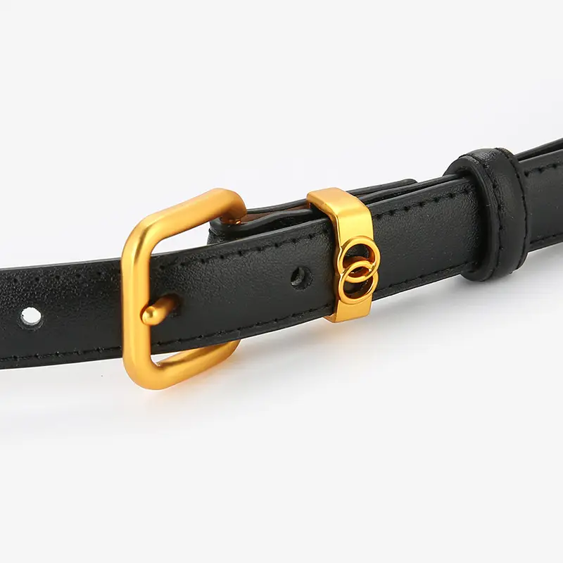 Light Brown Genuine Leather Belt with Gold Buckle - Image 10