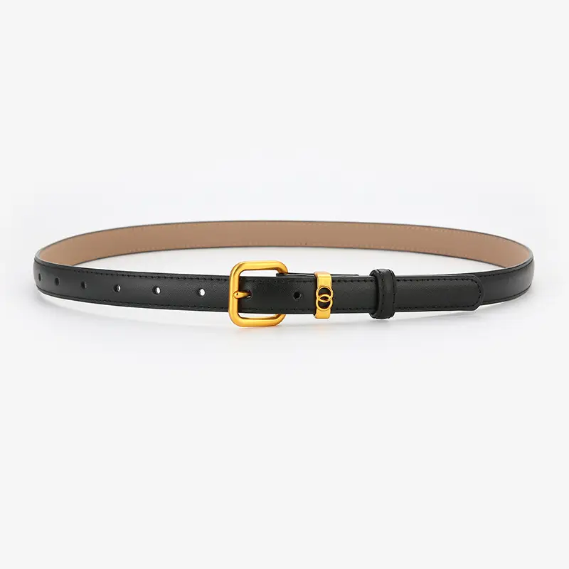 Light Brown Genuine Leather Belt with Gold Buckle - Image 12